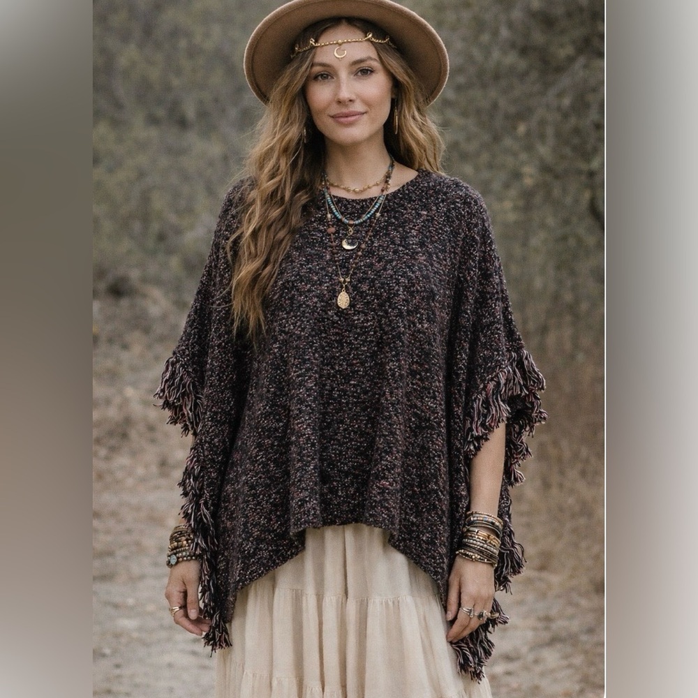 Cabi Multicolor Knit poncho oversized Sweater